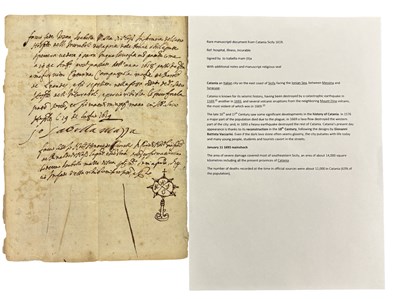 Lot 1010 - CATANIA SICILY - MANUSCRIPT 1619. Manuscript...