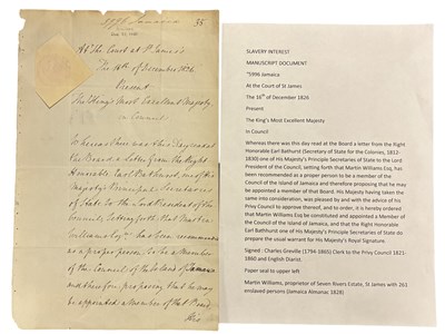 Lot 1015 - SLAVERY INTEREST JAMAICA. Manuscript Document...