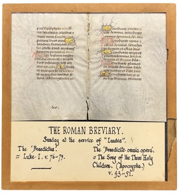 Lot 1003 - 15th Century manuscript leaves. On vellum....