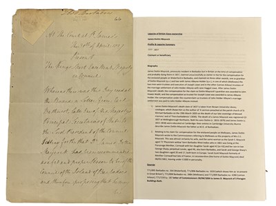 Lot 1088 - SLAVERY INTEREST BARBADOS. DR JAMES DOTTIN...
