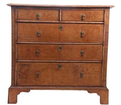 Lot 389 - An 18th Century walnut chest of drawers with...