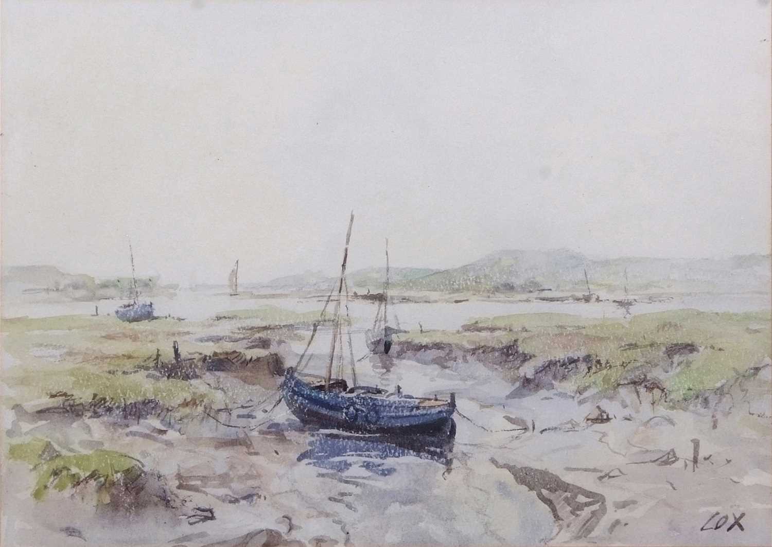 Lot 610 - Jack Cox (1914-2007), Boats in an estuary,...