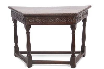 Lot 405 - Late 17th Century oak side table with carved...