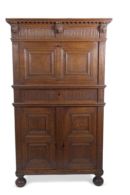 Lot 484 - An 18th Century continental oak side cabinet,...