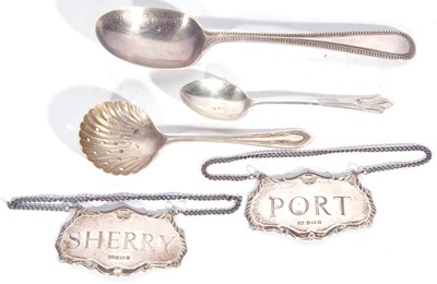 Lot 72 - Mixed Lot: two silver wine labels, 'Port' and '...