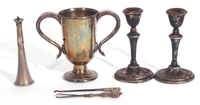 Lot 112 - Mixed Lot: old Sheffield plate twin handled...