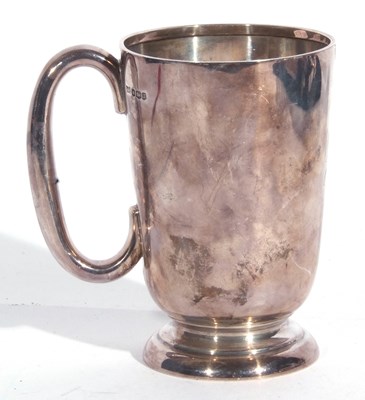 Lot 121 - Hallmarked silver tankard of slight tapering...