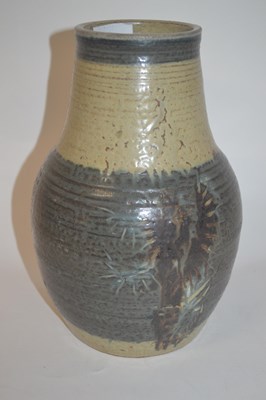 Lot 9 - A Studio Pottery vase of ribbed form with...
