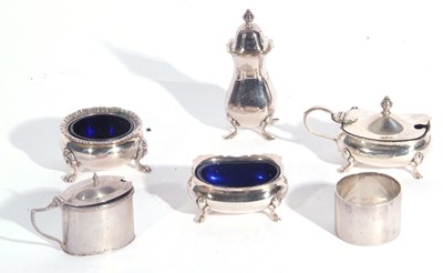 Lot 140 - Mixed Lot: three piece condiment set...