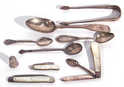 Lot 141 - Mixed Lot: Victorian silver Fiddle pattern...