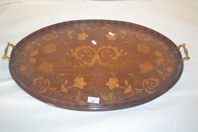 Lot 421 - An Edwardian mahogany and floral inlaid oval...