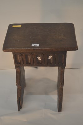 Lot 412 - A 17th Century style oak stool decorated with...