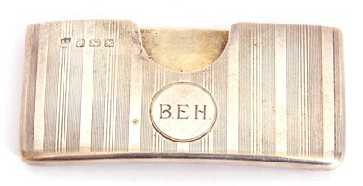 Lot 156 - George V silver curved card case engine turned...