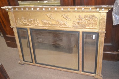 Lot 551 - A 19th Century three panel overmantle mirror,...