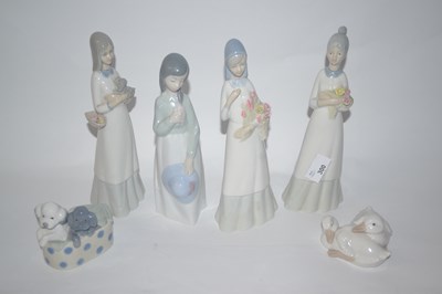 Lot 290 - NAO Group of Figures; Ducks, Puppies and Flower Girls