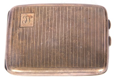 Lot 168 - George V silver cigarette case of rectangular...