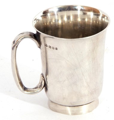 Lot 177 - George V silver mug of flaring cylindrical...