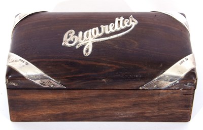 Lot 178 - Hardwood and silver mounted table cigarette...
