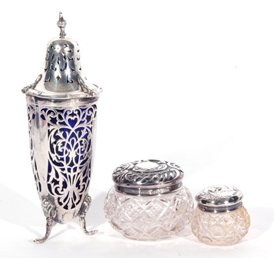 Lot 193 - Mixed Lot: George V silver caster of tapering...