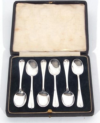 Lot 208 - Cased set of six Hanoverian rat-tail tea...