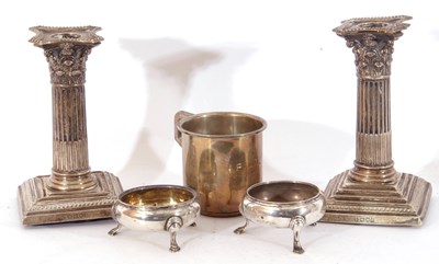 Lot 5 - Mixed Lot: pair of silver dwarf candlesticks...