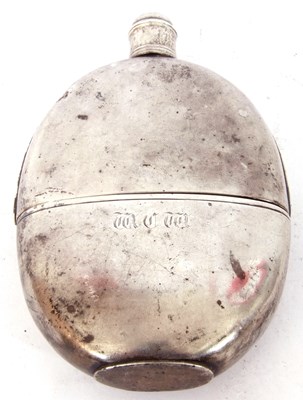 Lot 14 - Georgian silver hip flask of oval form and...