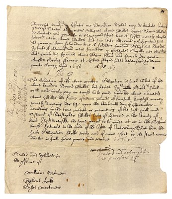 Lot 1025 - Charles 1st Era Obligation Bond dated 1638....