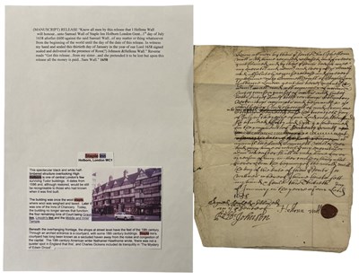 Lot 994 - 17th Century MANUSCRIPT. 1658. Hellena Wall....
