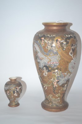 Lot 202 - A large Japanese Satsuma vase of baluster form...