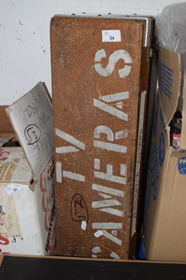 Lot 54 - Rectangular wooden box marked TV Cameras (empty)