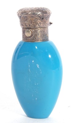 Lot 60 - Victorian period blue milk glass scent bottle...