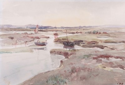 Lot 593 - Jack Cox (1914-2007), Estuary scene,...