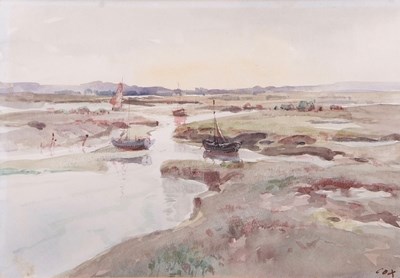 Lot 593 - Jack Cox (1914-2007), Estuary scene,...
