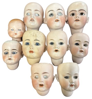 Lot 348 - A collection of a/f various German bisque doll...