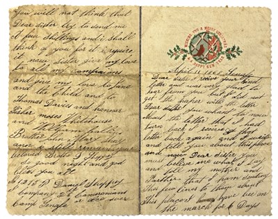 Lot 1020 - ABYSSINIAN EXPEDITION OF 1868. LETTER. CAMP...
