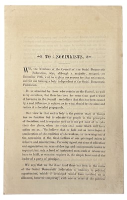 Lot 967 - WILLIAM MORRIS. “To Socialists” 13th January...