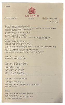 Lot 1135 - WINSTON CHURCHILL. Buckingham Palace Buffet...