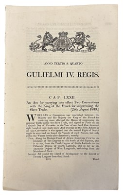 Lot 965 - SLAVE TRADE. An act for carrying into effect...
