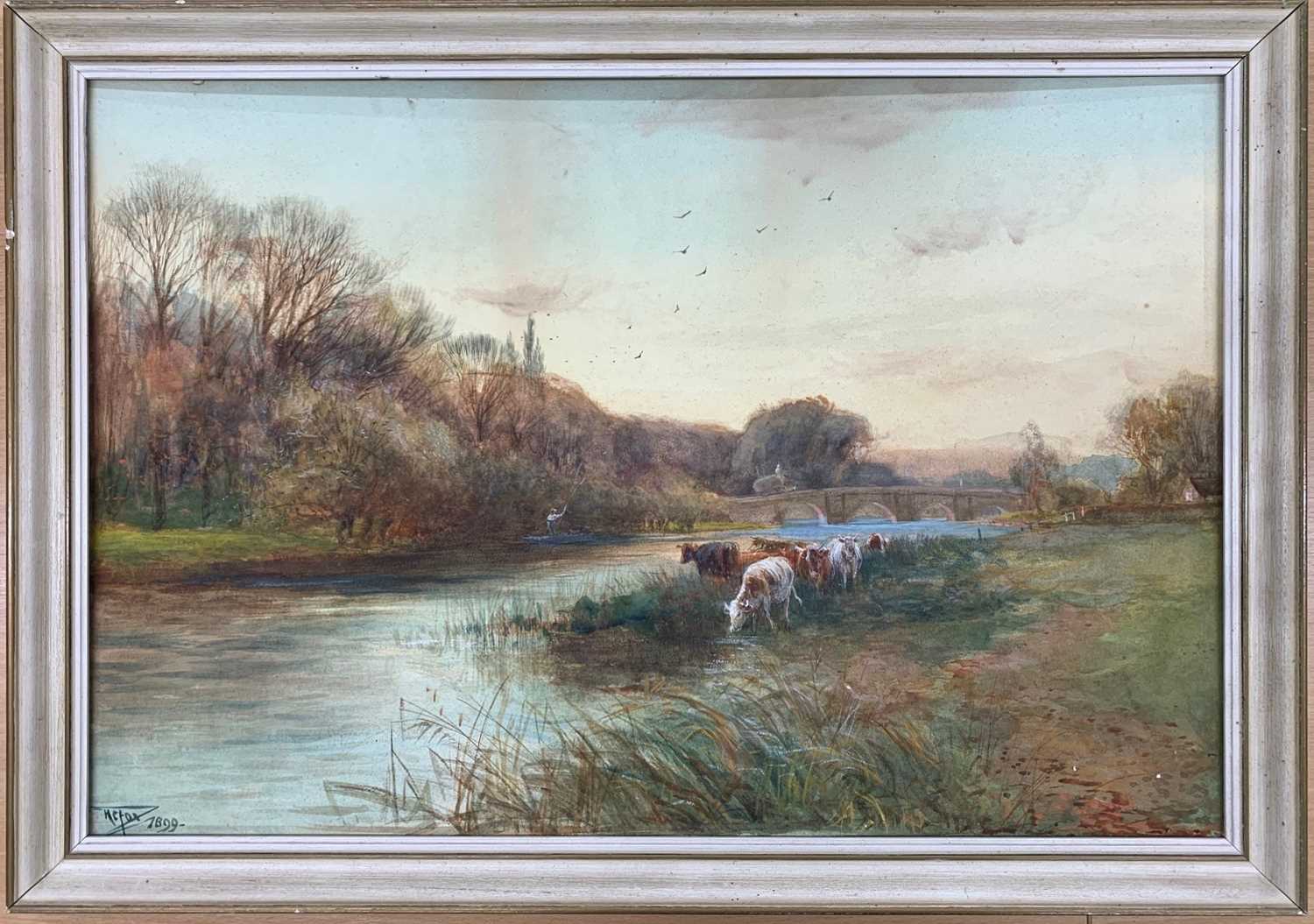 Lot 32 - Henry Charles Fox (1855-1929), Grazing cattle...