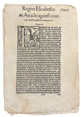 Lot 970 - ELIZABETHAN ACT. Fragment. c1585. An Act...