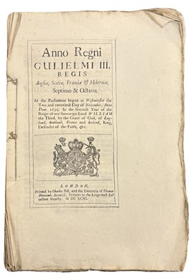 Lot 973 - KING WILLIAM 3RD 1696 NINE BOUND ACTS. Folio,...