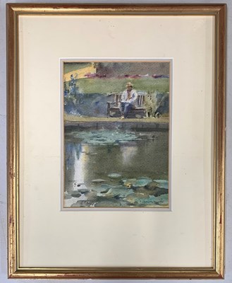Lot 53 - Trevor Chamberlain (b.1933) A man sits on a...