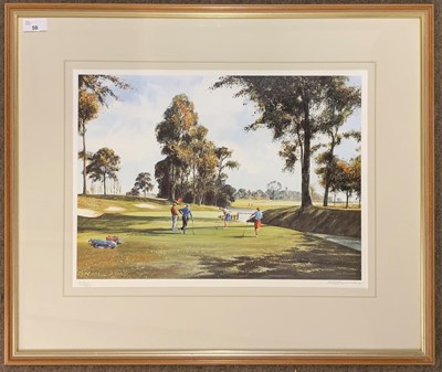 Lot 59 - Michael J. Saunders (b.1950), Golfing scene,...