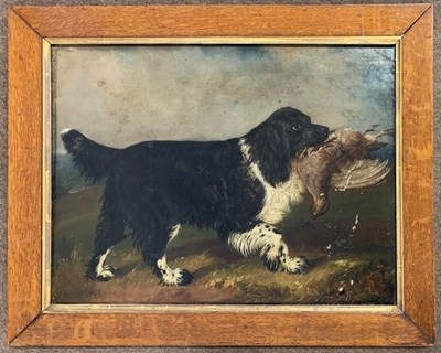 Lot 72 - British School, 19th century, Spaniel and Game,...