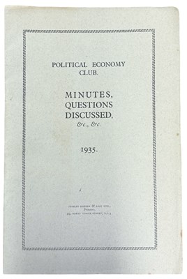 Lot 886 - POLITICAL ECONOMY CLUB. Minutes, Questions,...