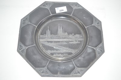 Lot 254 - German Pewter Octagonal Dish Koln Cathedral 1919