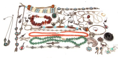 Lot 187 - A quantity of silver and costume jewellery: to...