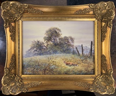 Lot 124 - Bill Haines (b.1943), A Fox prowls the fields...