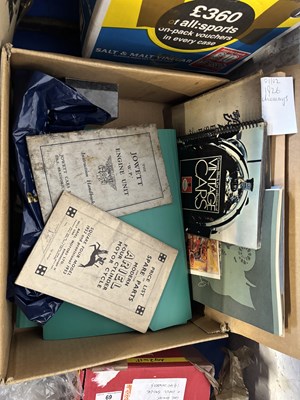 Lot 71 - Box containing an alumimium Art Deco statue,...