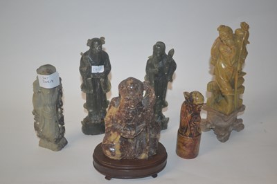 Lot 208A - Group of Chinese soapstone wares comprising...